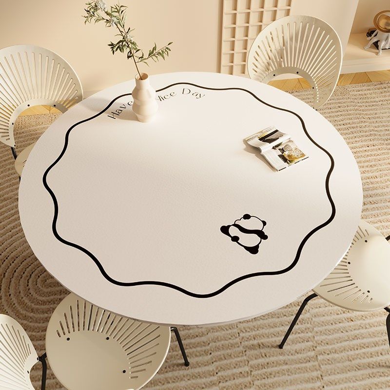 奶油风圆形餐桌j垫可擦免洗桌布防烫隔热茶几垫防油防水轻奢感桌,淘宝优惠券,粉丝福利购,淘宝优惠卷