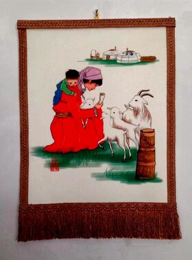 蒙古毡画成吉思汗挂画羊毛毡画y内蒙古特色蒙古包餐厅装饰品工艺