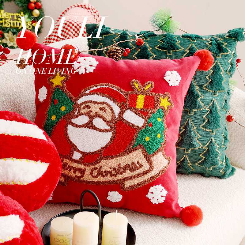 Christmas festive pillowcase holiday decoration American pillow living room sofa cushion cute children's bay window bed