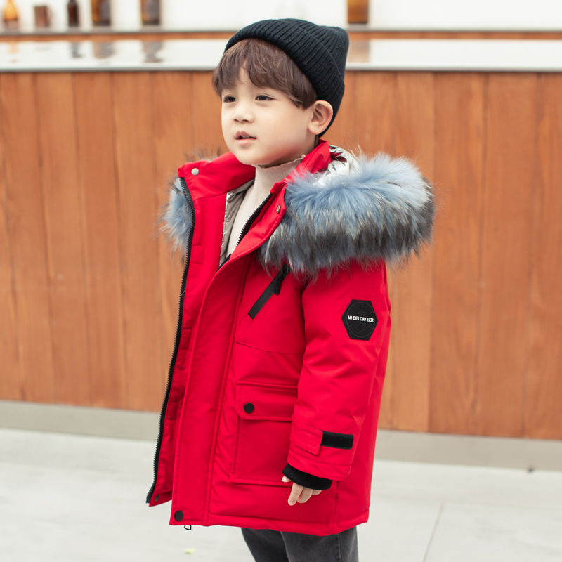 正品亲子男童貉子毛领羽绒服2025新款加厚中小童装白鸭绒宝宝外套 - 图3