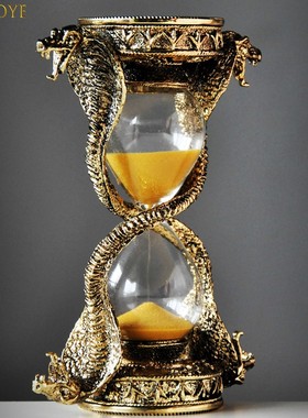 噬焰金属沙漏15分钟计时器蛇形创意摆件家居装饰品送Y男士女友礼