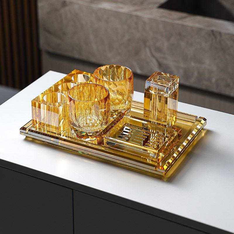 高档水晶牙刷置j物架卫生间酒店托盘牙具浴室桌面收纳轻奢洗漱套,淘宝优惠券,粉丝福利购,淘宝优惠卷