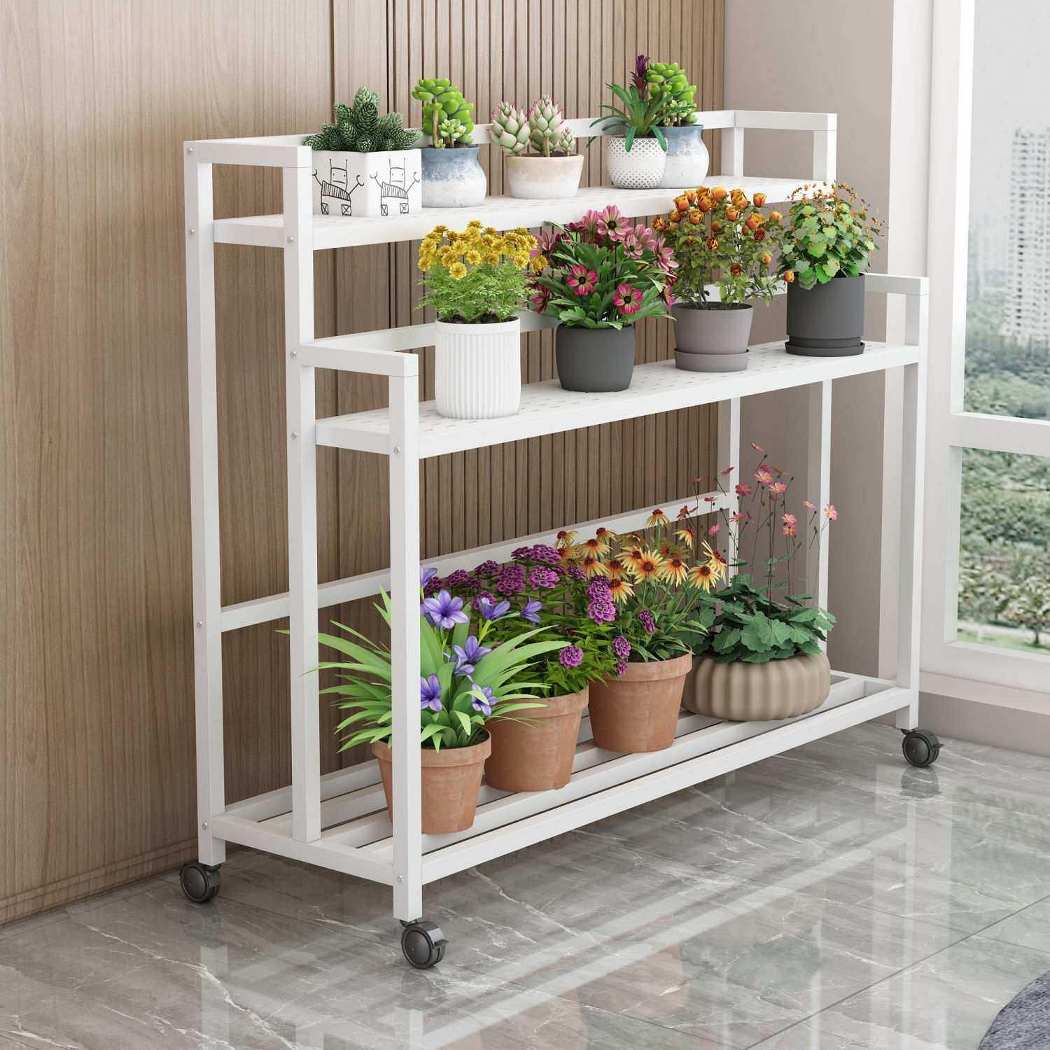 加厚铁艺花架花几阳台多层室内家用移动带轮子花房置物架花盆架子,淘宝优惠券,粉丝福利购,淘宝优惠卷