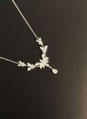 花枝缠绕麦穗水滴项链