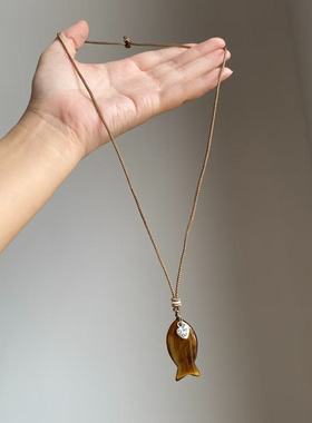 小众设计感复古做旧小鱼项链