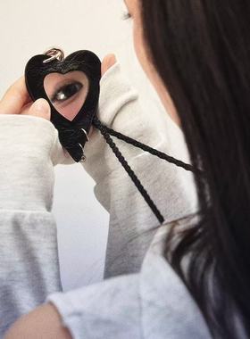 爱心小狗化妆镜编织长项链