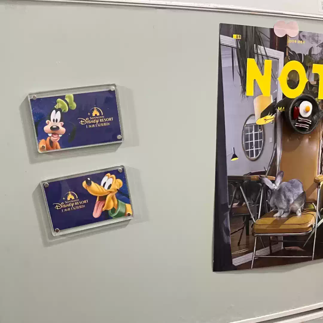 游乐场门票冰箱贴透明3寸亚克力拍立得磁吸相框diy展示小卡冰箱贴 - 图2