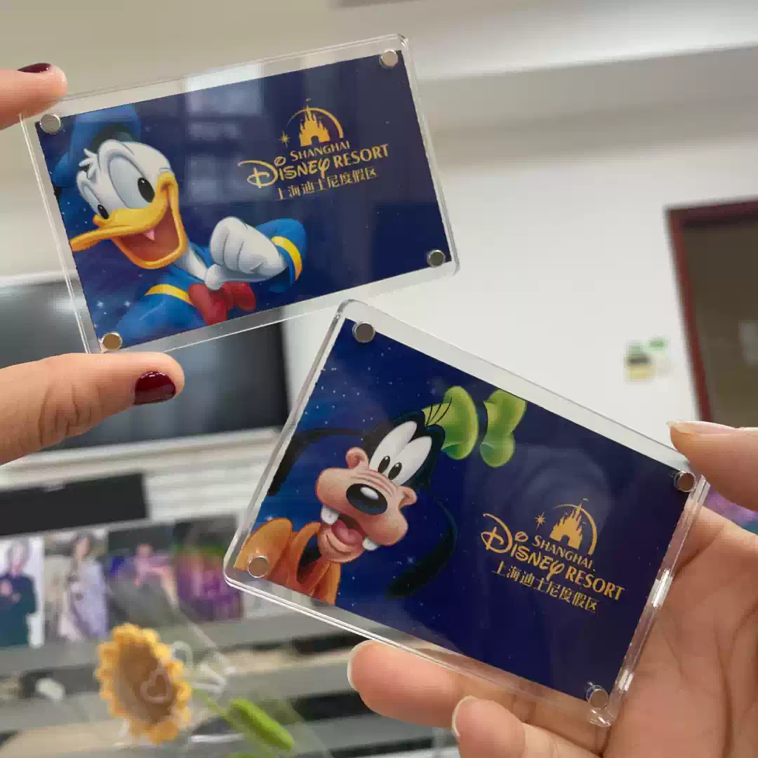 游乐场门票冰箱贴透明3寸亚克力拍立得磁吸相框diy展示小卡冰箱贴 - 图3