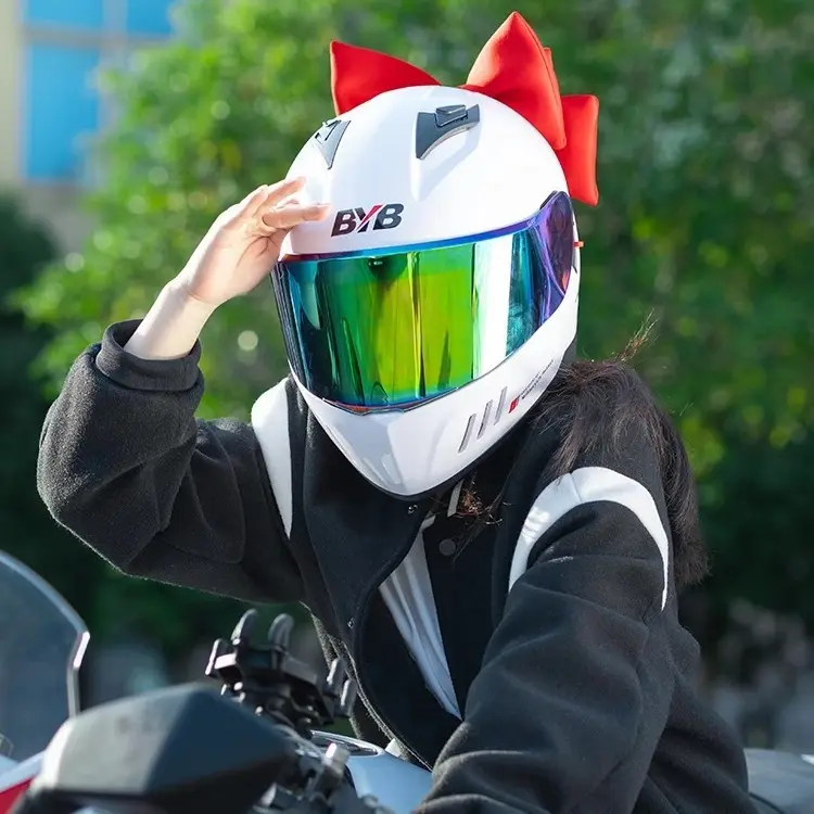 头盔装饰品蝴蝶结摩托车电动车头盔饰品卡通多色蝴蝶结现货空气层 - 图1