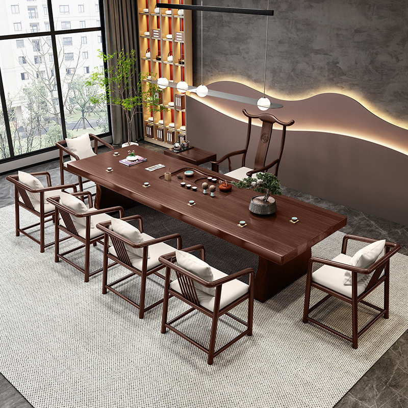 新中式实木茶桌古典韵味办公室实木茶桌茶艺室泡茶桌椅组合,淘宝优惠券,粉丝福利购,淘宝优惠卷