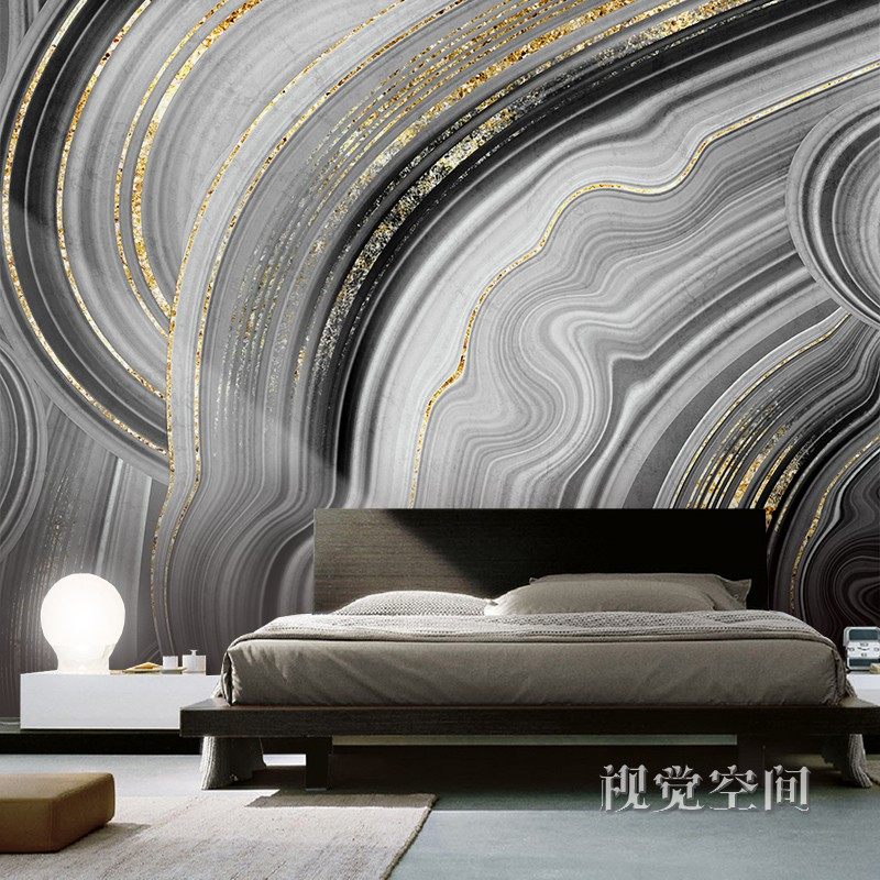 北欧抽象油画大理石纹壁纸创意客厅电视背景墙纸黑色纹理烫金壁画,淘宝优惠券,粉丝福利购,淘宝优惠卷