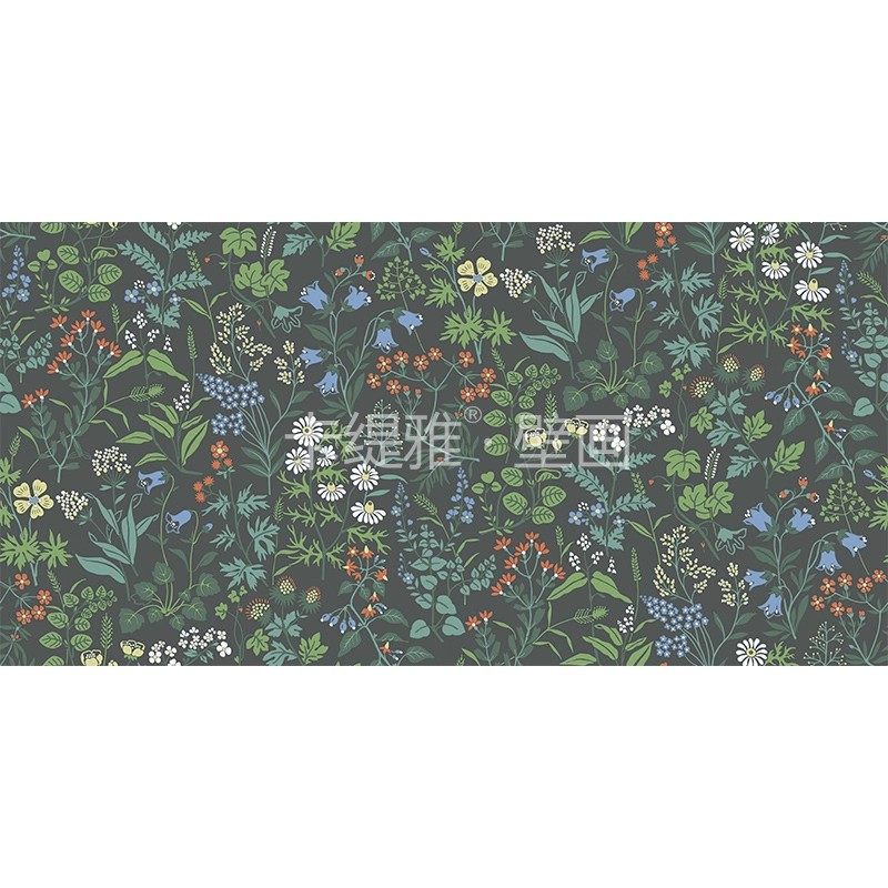 美式手绘花草墙纸客厅电视背景墙布绿色花群壁画卧室餐厅无缝壁纸,淘宝优惠券,粉丝福利购,淘宝优惠卷