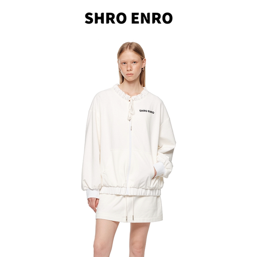 卢昱晓明星同款 SHRO ENRO春季新款休闲运动风卫衣短裙时尚套装女 - 图1