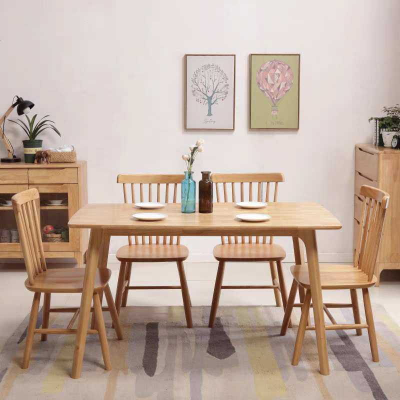 北欧风格实木餐桌椅组合4人6人现代简约小户型长方形家庭吃饭桌,淘宝优惠券,粉丝福利购,淘宝优惠卷