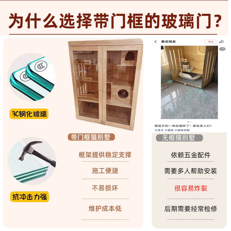 【纯实木】猫别墅猫柜 家用室内超大自由空间猫窝 养猫专用猫笼子 - 图3