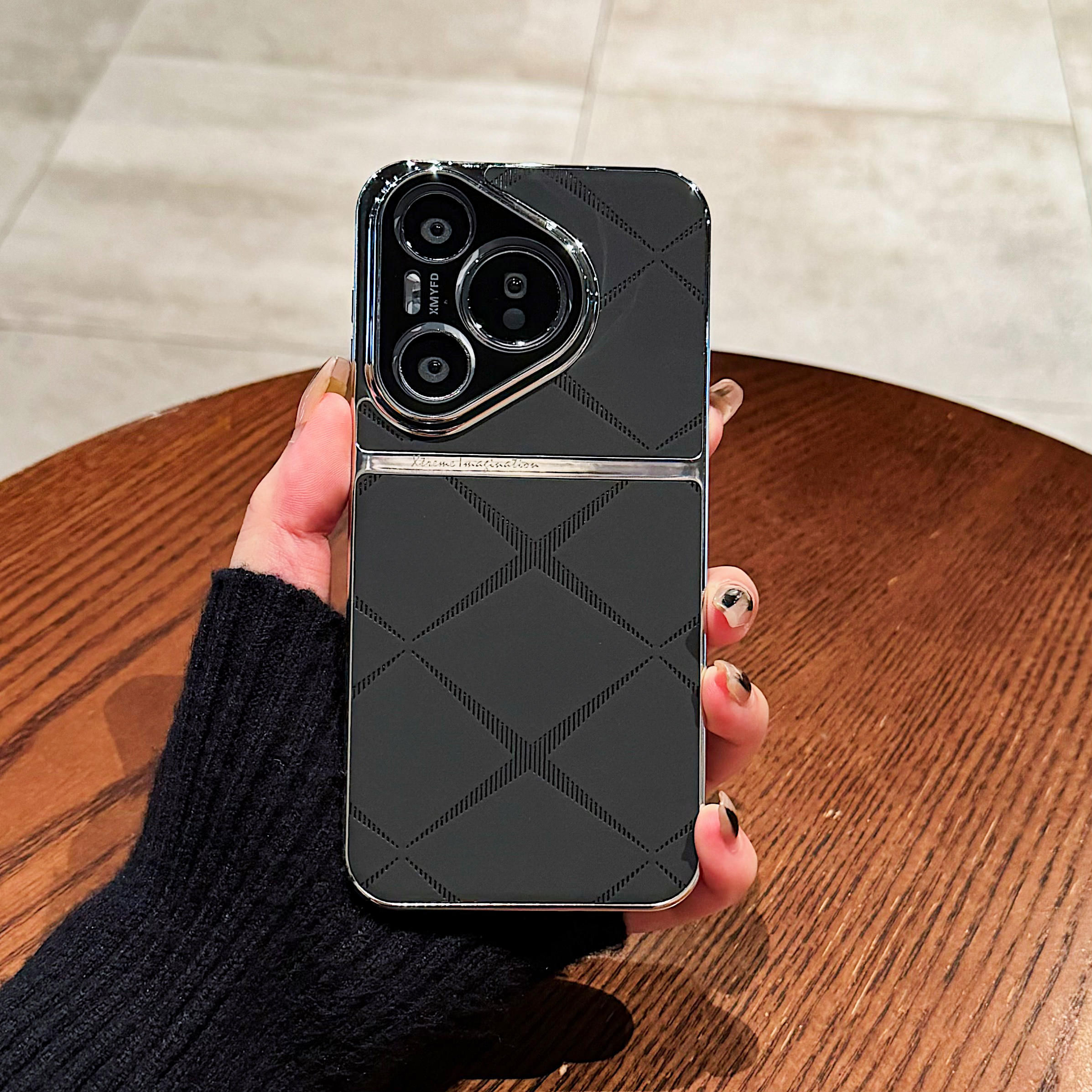 素皮格纹适用华为Pura70Pro+手机壳2025新款女防滑抗指纹P70镜头全包防摔Pura80Ultra高级感小众男士保护套 - 图1