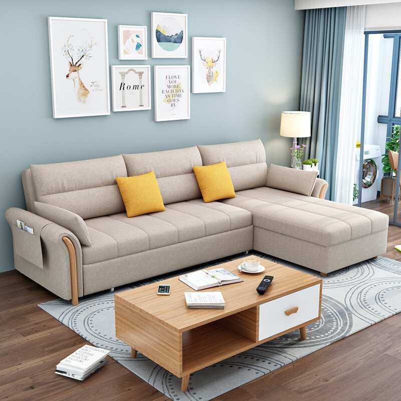 加工定制 小户型客厅沙发床多功能现代简约布艺可拆洗转角沙发床,淘宝优惠券,粉丝福利购,淘宝优惠卷