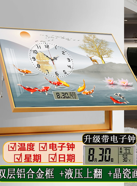 电表箱装饰画轻奢高级感遮挡2023新F款带钟表万年历电闸箱电箱时