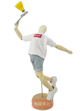 梧棣木人创意羽毛球主题s装饰摆件精致羽毛球礼品木偶人关节可动