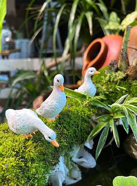 古法鱼缸装饰摆件鸭子造景田园树脂茶几花盆微景观动物花园庭院