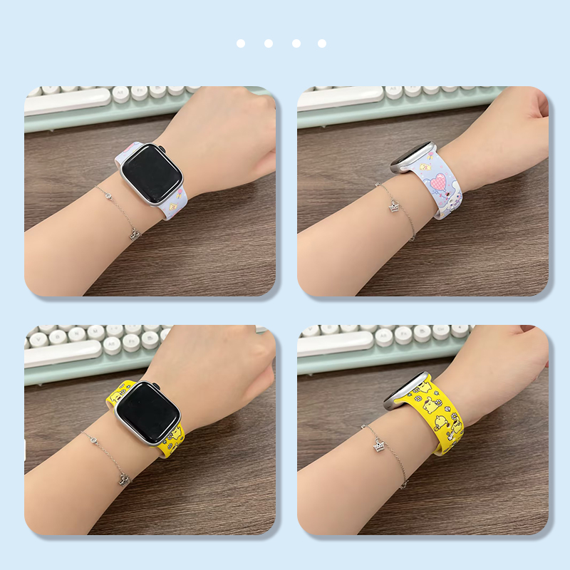 手表带独特精美多款时尚潮流可爱卡通形象三丽鸥系列适用于苹果1/2/3/4/5/6/7/8/9se/ultra防水防汗柔软硅胶