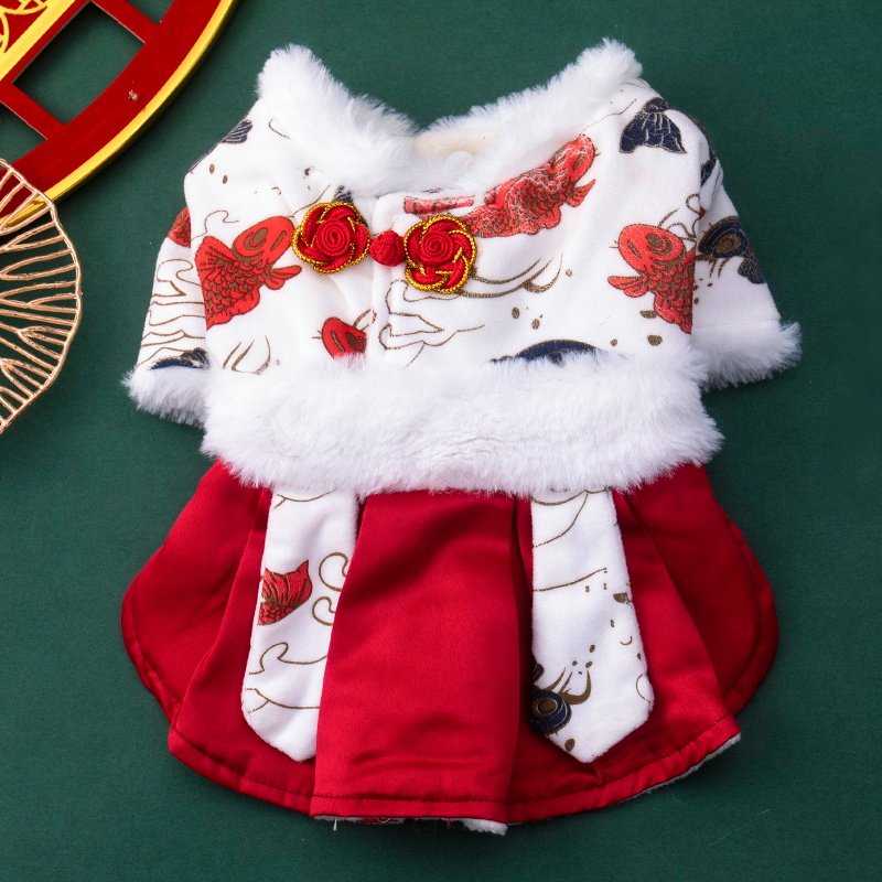 狗狗衣服新年装加绒加厚宠物衣服锦鲤唐装公主裙小型犬猫咪衣服,淘宝优惠券,粉丝福利购,淘宝优惠卷