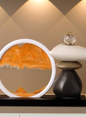 简约轻奢时来运转流沙画摆件客厅酒柜装饰品红酒杯V架子高档酒托