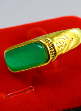 正品黄金戒指男士女款翡翠玉石