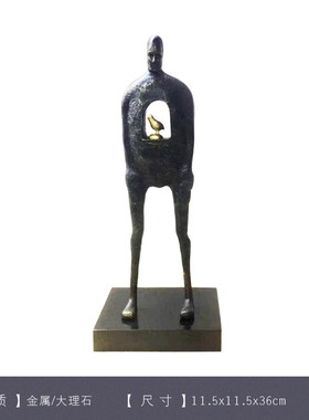 新中式样板房软装饰品摆件雕塑人物铁艺动物客厅玄关电视柜工艺品