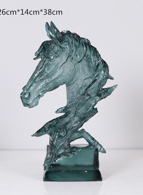 新中式马头雕塑摆件样板房客厅玄关电视柜家居别墅展厅软装饰品