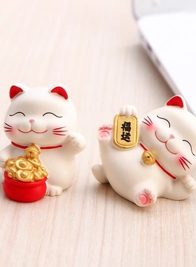 招财猫咪小摆件发财猫聚财好运办公室桌面装饰转运物件新年礼物女