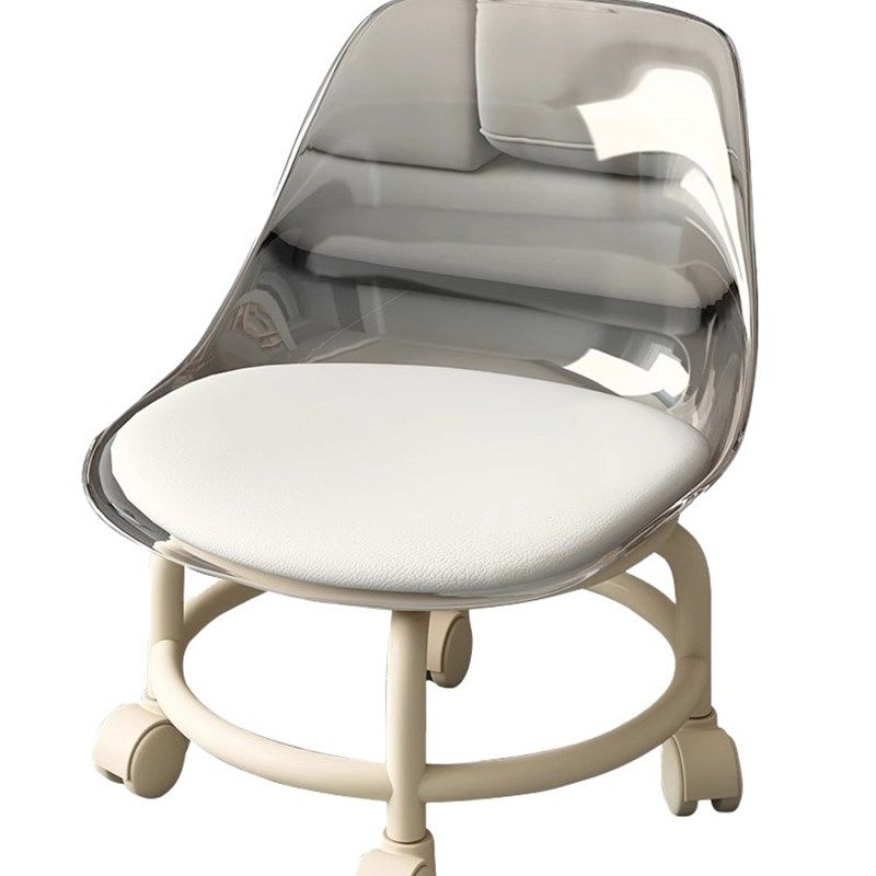 压克力万向轮矮凳静音透明靠背小椅子带娃滑轮矮凳子网红换鞋地凳,淘宝优惠券,粉丝福利购,淘宝优惠卷