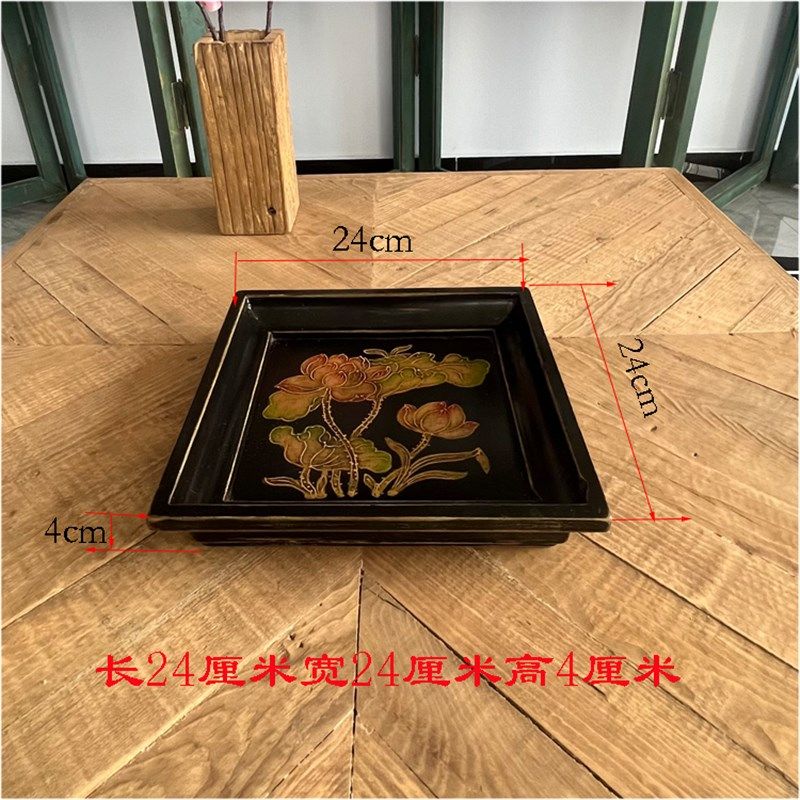 彩绘实木盘复古茶盘果盘做旧贡盘点心盘N干果盘桌面收纳盘托盘,淘宝优惠券,粉丝福利购,淘宝优惠卷