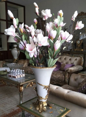 美式欧式法式大气奢华软装家居花插花瓶I摆件铜包瓷花器装饰品摆