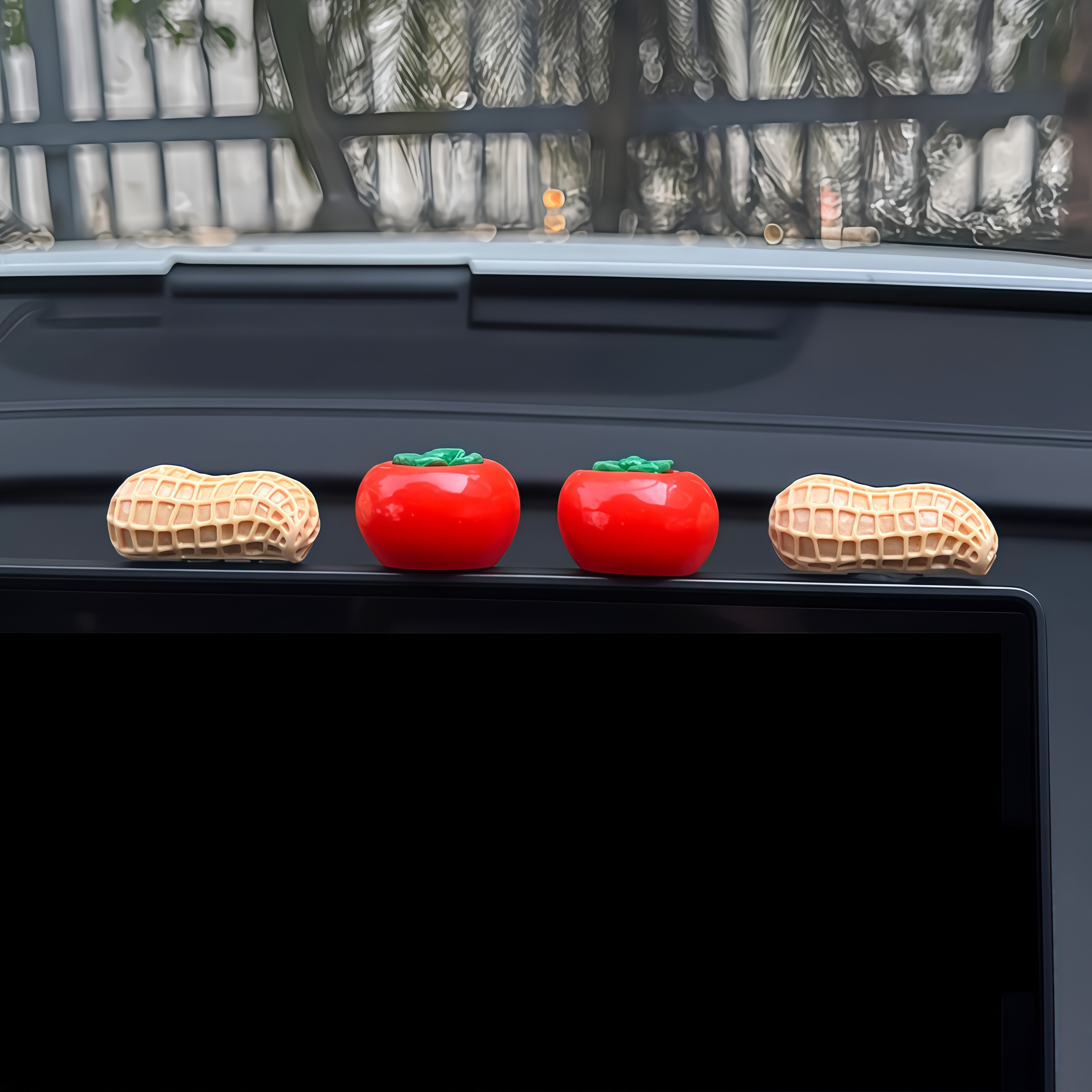 新年好事发生汽车摆件中控台个性卡通柿子花生车载显示屏幕装饰贴,淘宝优惠券,粉丝福利购,淘宝优惠卷