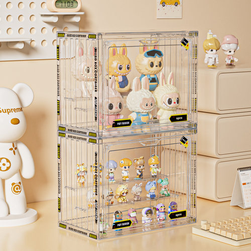 盲盒收纳展示架透明防尘亚克力手办收纳柜labubu泡泡玛特展示盒子 - 图2