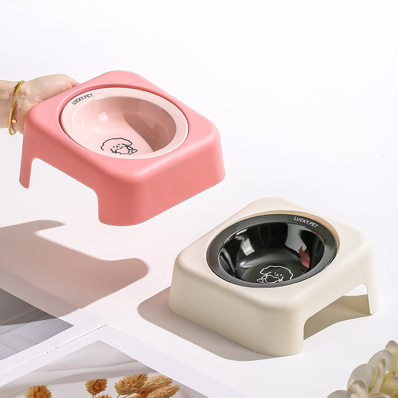 韩国BD卡通飞碟碗猫碗陶瓷可爱ins猫咪罐头粮水碗食盆护颈宠物碗 - 图0