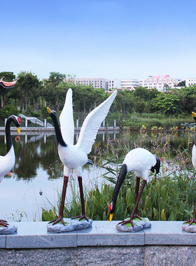 户外池塘水池假山庭院仿真雕塑小白鹭丹顶鹤仙鹤S园林景观装饰摆