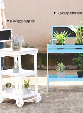 美式乡村多层木质落地花架多肉肉植物盆景K组合架子室内阳台装饰