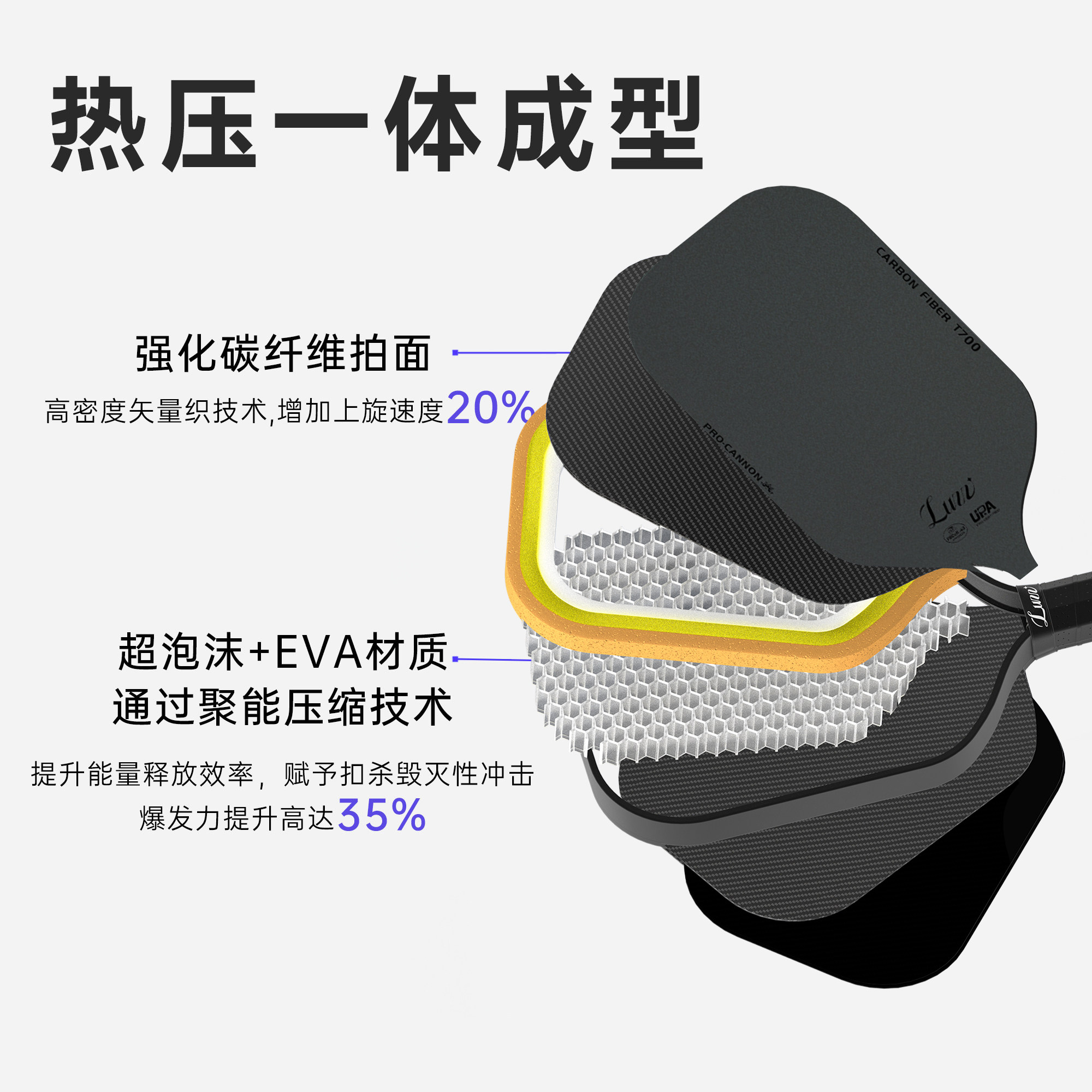 Luzz路兹匹克球板拍加农炮CANNON碳纤维专业pickleball热压高弹,淘宝优惠券,粉丝福利购,淘宝优惠卷