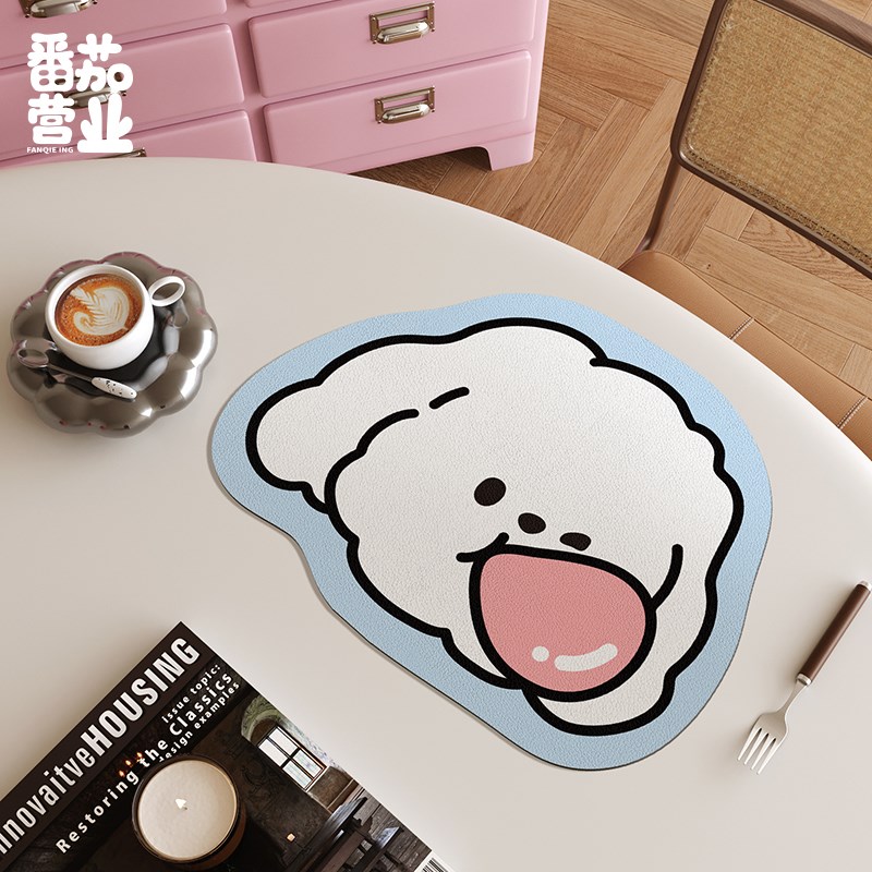 家用可爱餐垫皮革防水耐脏隔热垫子厨房台面沥水垫免洗可擦碗盘垫 - 图1
