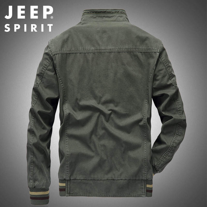 JEEP/吉普双面穿夹克男士秋冬新款中老年爸爸装大码休闲立领茄克
