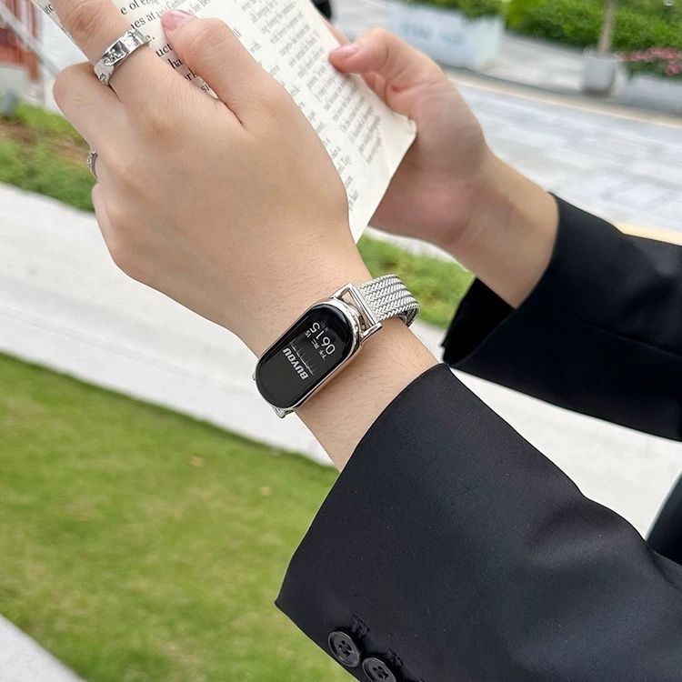 麦穗金属表带适用小米10表带新款8/9nfc通用磁吸扣腕带手环替换带 - 图2