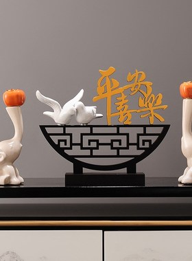 新年喜庆洋洋客厅摆件客人入门玄关D电视柜酒柜屏风隔断搭配装饰