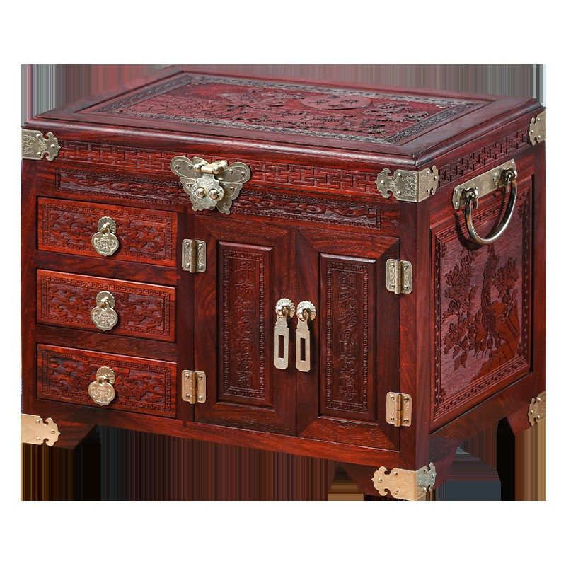 红木首饰盒新款i实木手饰收纳盒紫檀高档珠宝盒订婚结婚中式嫁妆,淘宝优惠券,粉丝福利购,淘宝优惠卷
