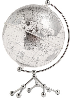 透明地球仪摆件高级轻奢办公室桌面客G厅电视柜家居装饰品立体悬