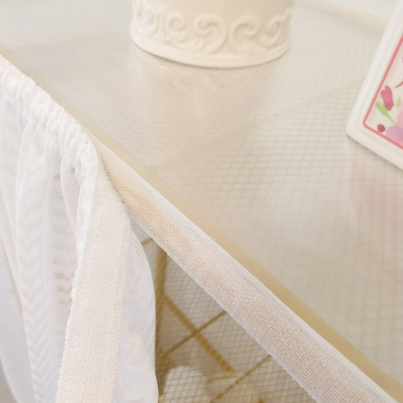 轻奢法式白纱窗纱帘客厅鞋架遮挡帘置物架杂物防尘门帘Z免打孔柜 - 图1