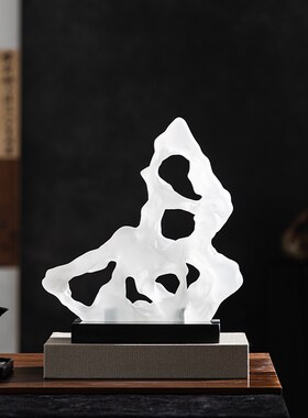 速发新中式太湖石半意明磨砂创禅摆件软装样板间书房意透茶室茶桌