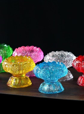 速发古法琉璃八吉祥烛台供碗放件居家客厅桌面摆摆供奉佛具用品