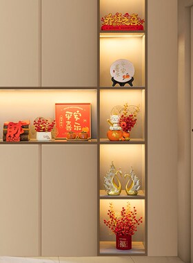 高档客厅装饰品摆件m入户玄关酒柜轻奢餐边柜财进新居柴火乔迁之